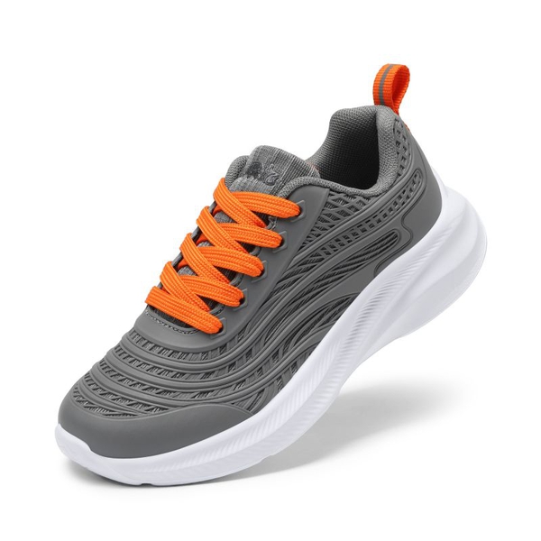 [Sparkle Glitter] Kids Lace-up Running Sneakers - GREY ORANGE -  0